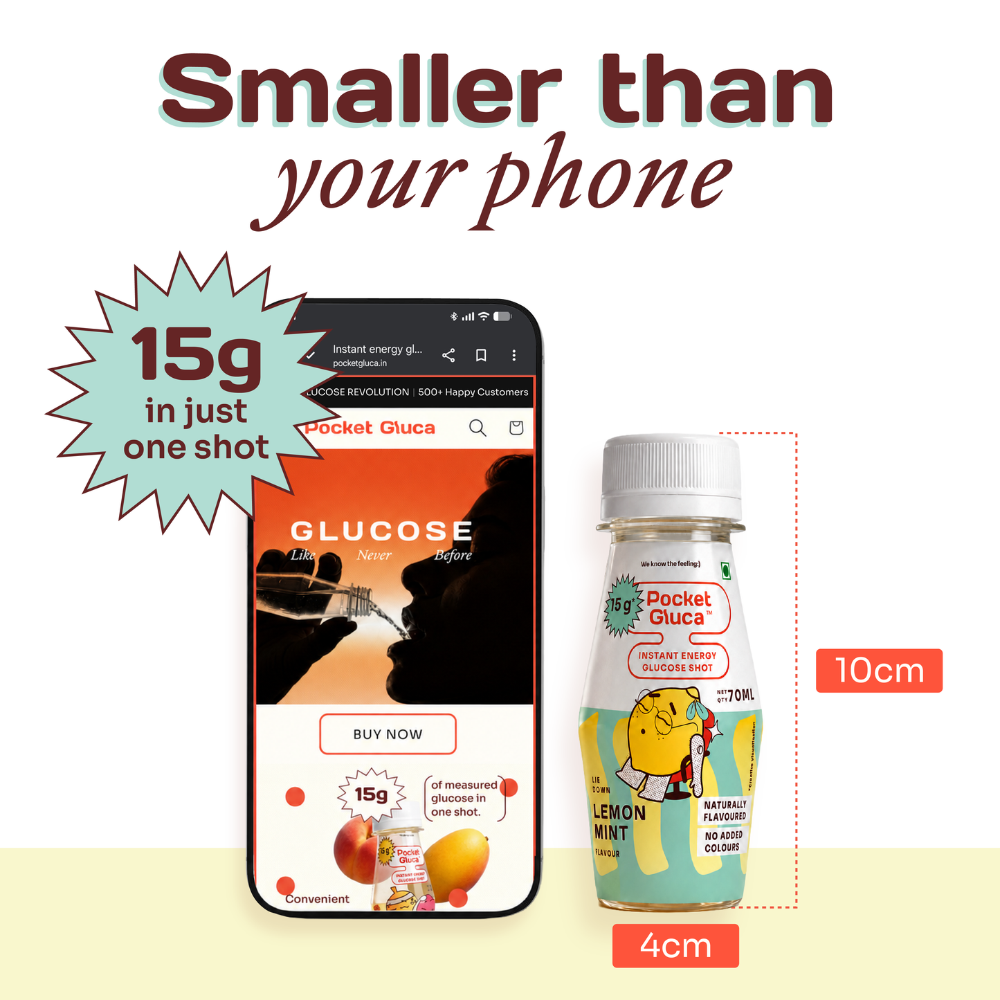 Glucose Shots Multiflavour Trial pack of 2 | 70ml each | Peach Mango - Lemon mint