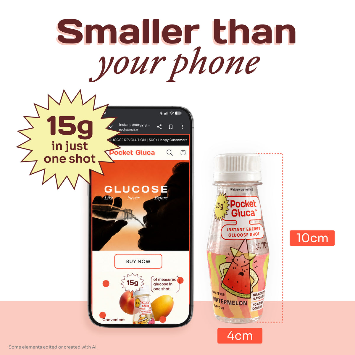 PocketGluca - Watermelon Glucose shots | 6 x 70ml