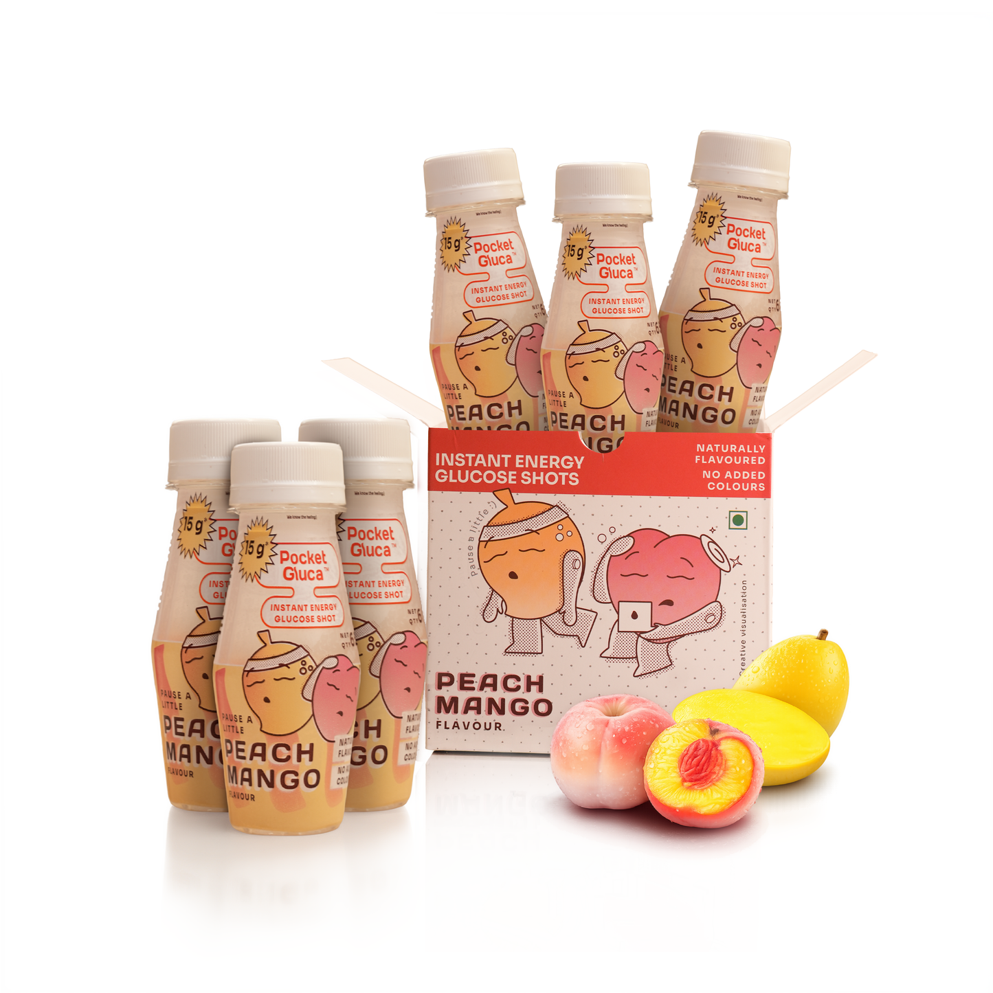 Glucose Shots Peach Mango | Set of 6 bottles | 70 ml