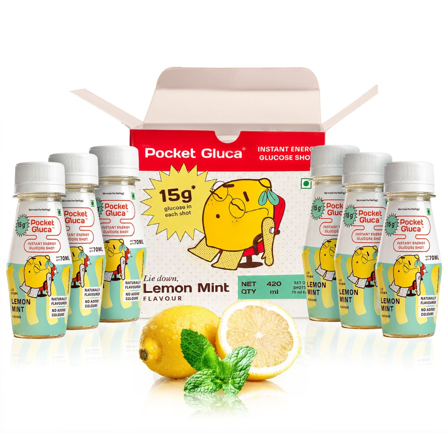 Glucose Shots Lemon Mint | Set of 6 bottles | 70ml each