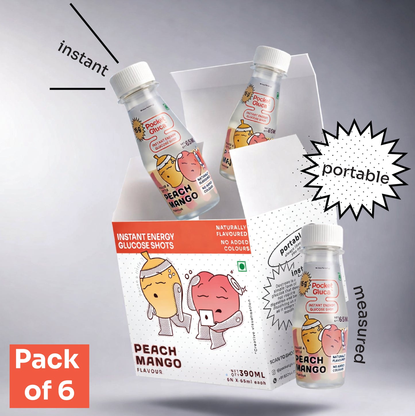 Peach Mango Glucose Shots | Set of 6